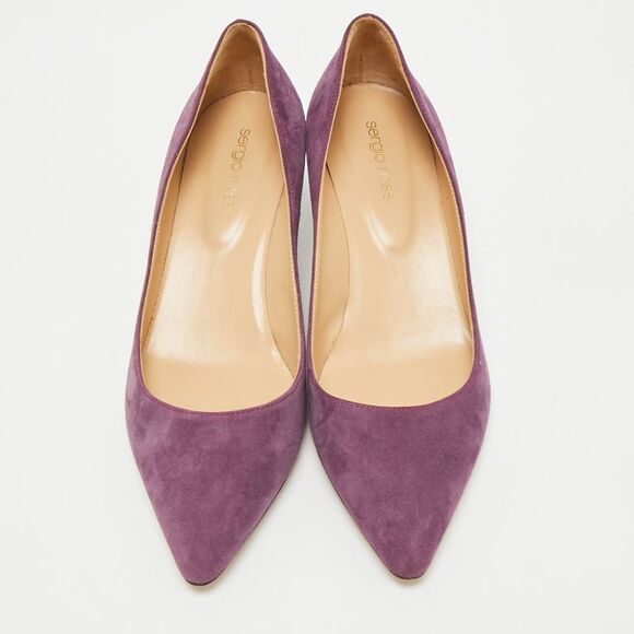 Sergio Rossi Purple Suede Pointed Toe Pumps Size 38 - Picture 3 of 7